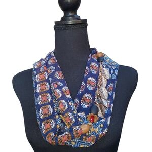 Floral Blue and Orange Scarf